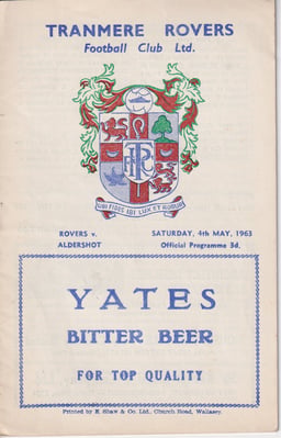 Tranmere Rovers v Aldershot Match Programme 1963-05-04